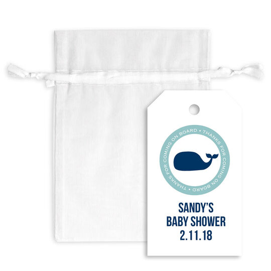 Stripe Whale Hanging Gift Tags with Organza Bags